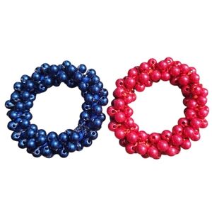 Blue & Red Beaded Hair Scrunchies